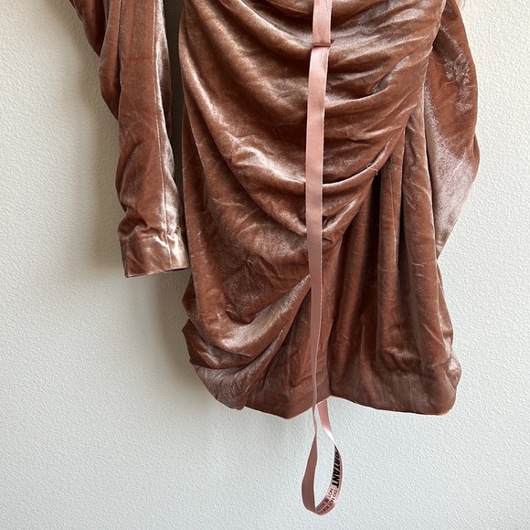 NWT HOUSE of CB TAMARA BLUSH NUDE VELVET CRYSTAL DRESS - Picture 12 of 14